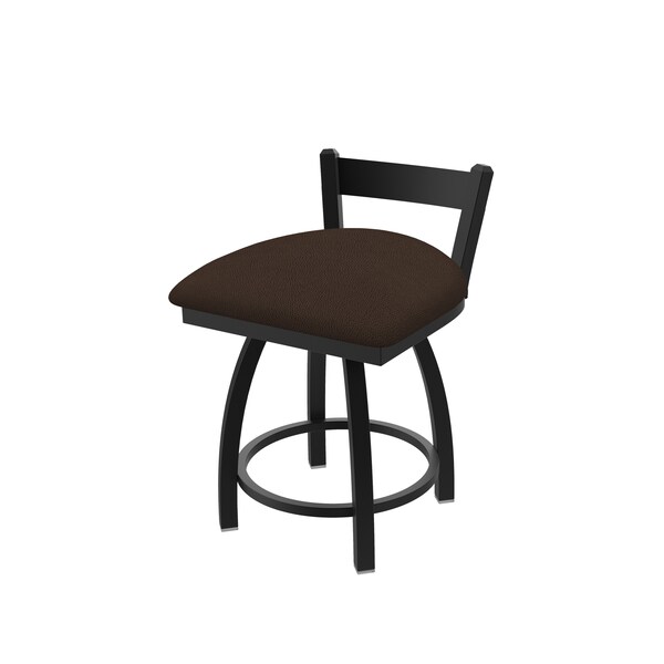 18" Low Back Swivel Vanity Stool, Black Wrinkle, Rein Coffee Seat